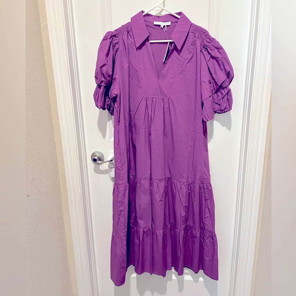 Anthropologie (English factory)Purple Puff Sleeve Dress. Size L.